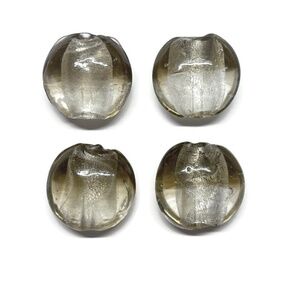 As Low As $2 Smokey Grey & Crystal S/L Lampwork Lentil Beads (4)